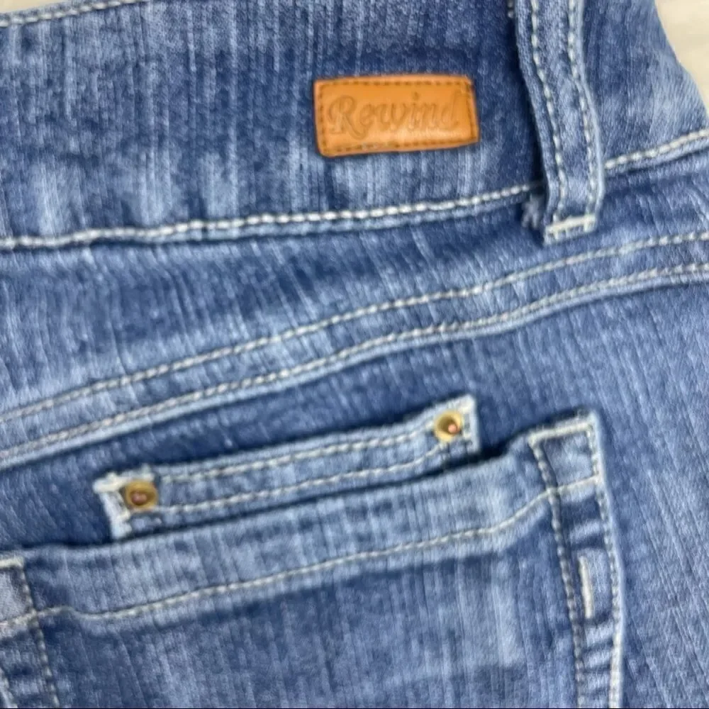 Rewind cut-off embroidered trim shorts denim daisy dukes, detail size 9
